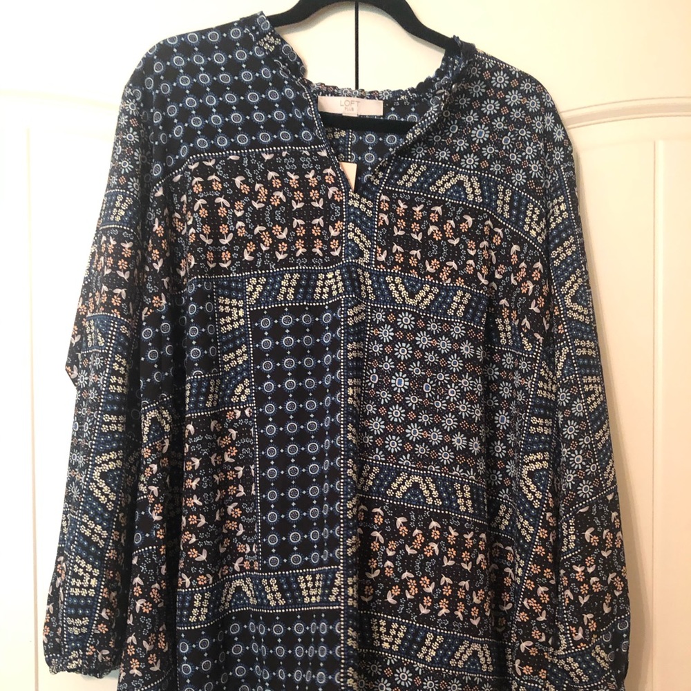 LOFT Plus Patchwork Back Peplum Blouse